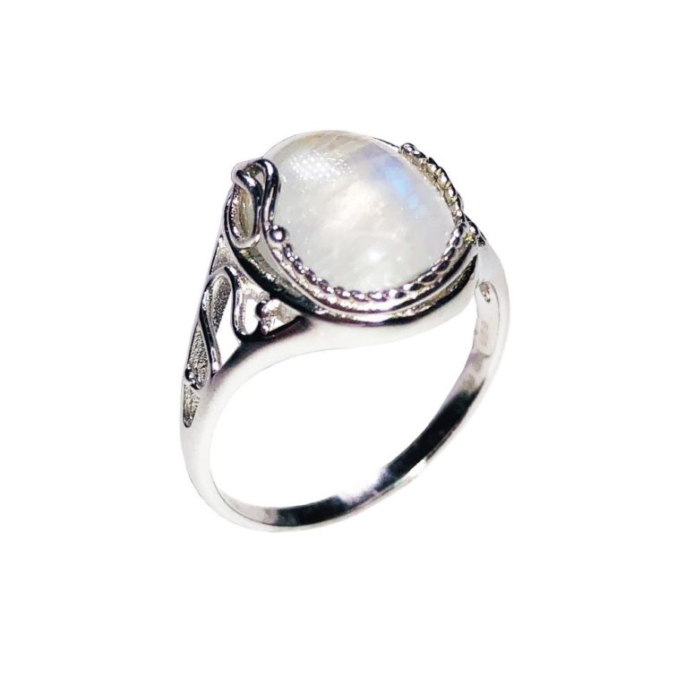 bague pierre de lune argent rhodie