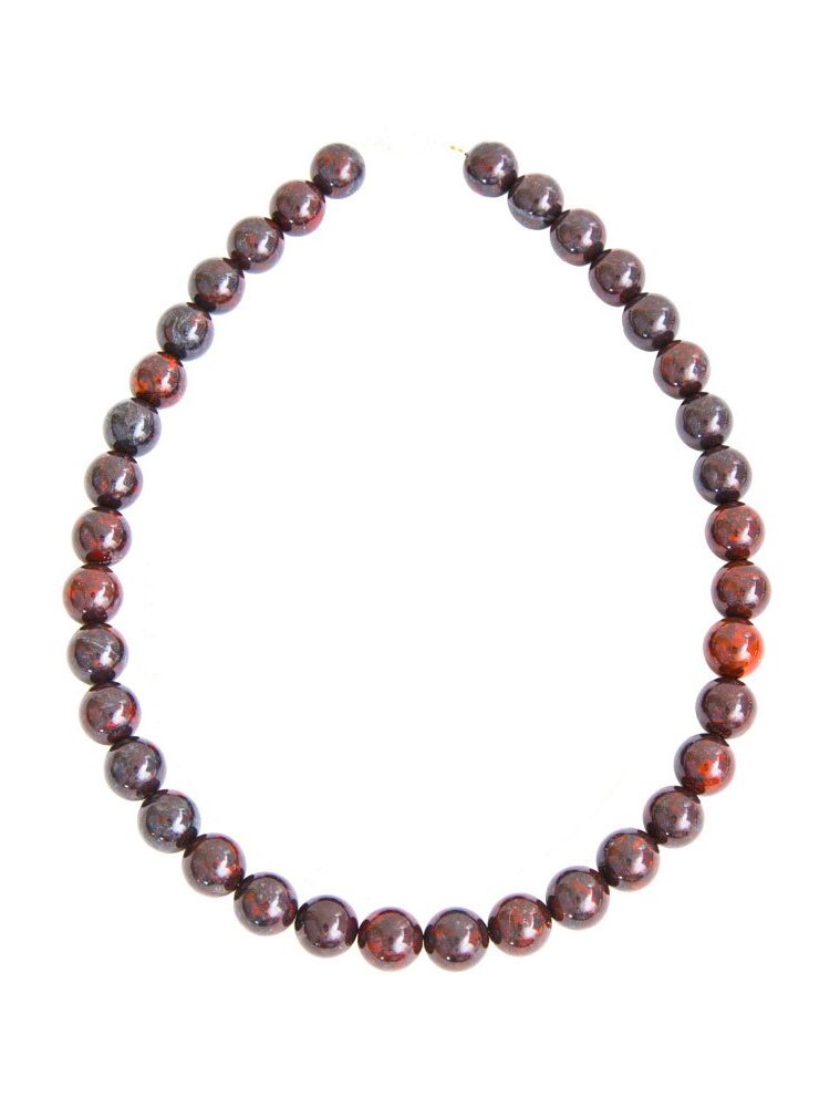 collier jaspe bréchique pierres boules 12mm