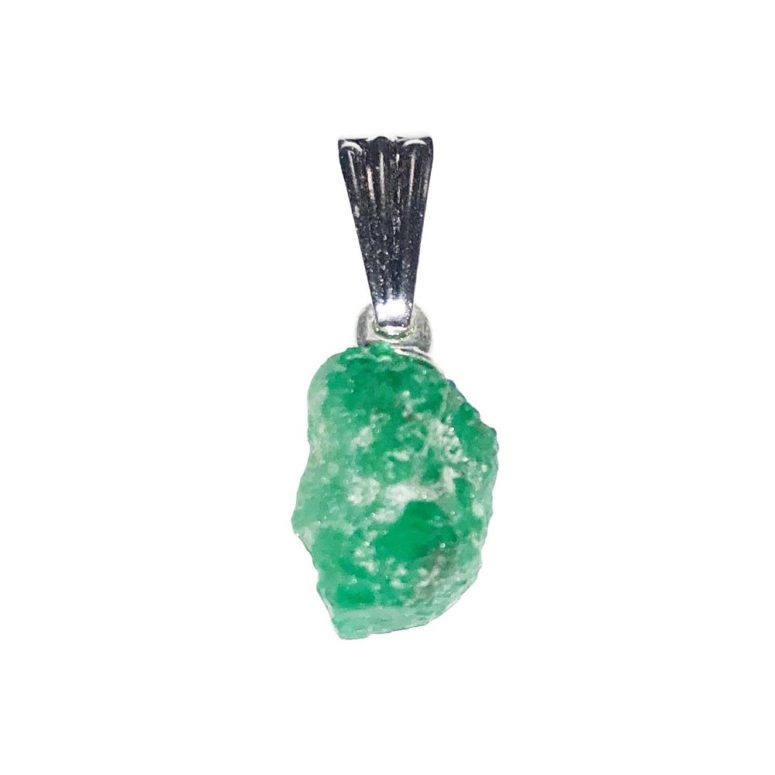 pendentif émeraude verte pierre brute