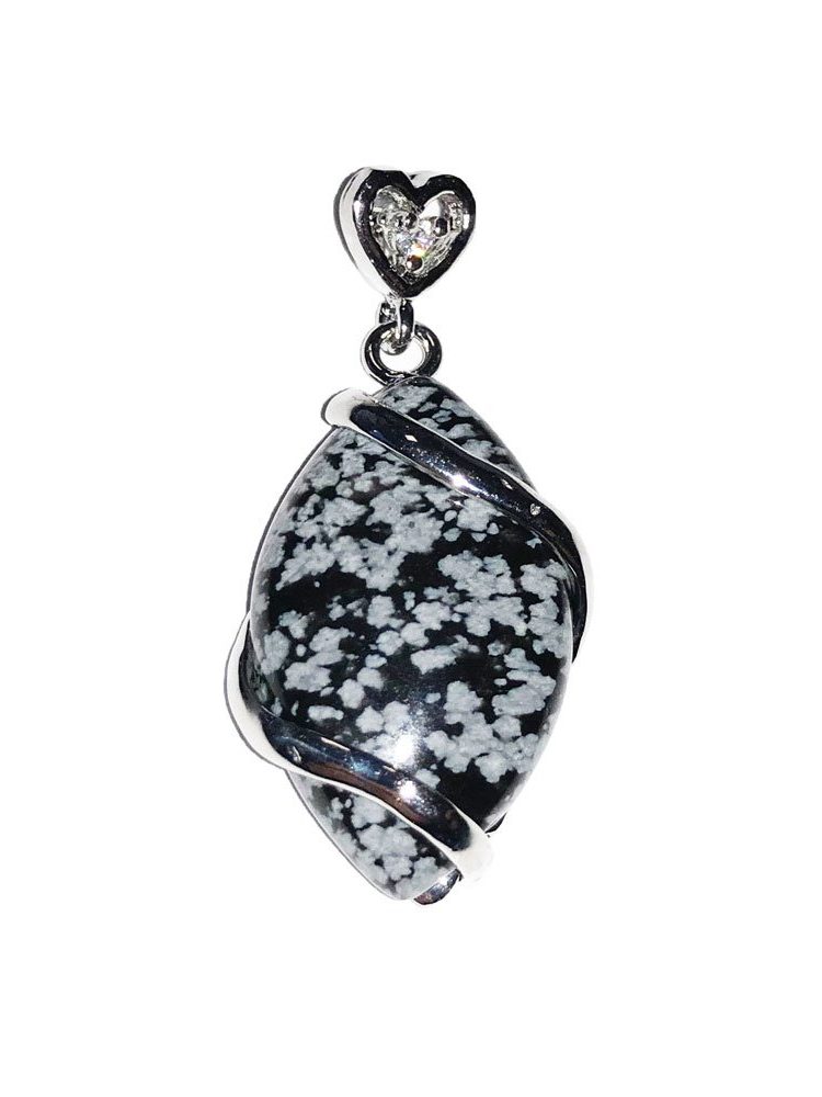 pendentif obsidienne neige oeil de cheval