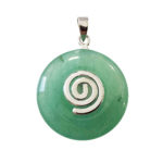 pendentif pi chinois donut aventurine verte 20mm argenté