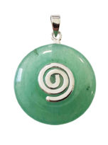 pendentif pi chinois donut aventurine verte 20mm argenté