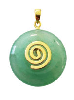 pendentif pi chinois donut aventurine verte 20mm doré