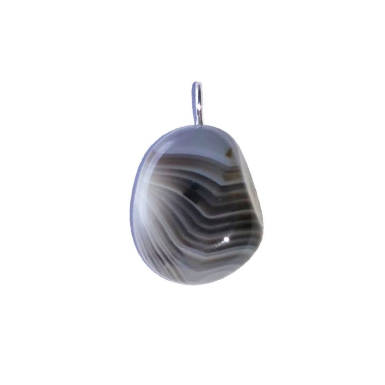 pendentif agate botswana pierre roulee