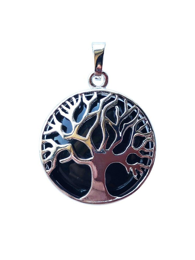 pendentif agate noire arbre de vie