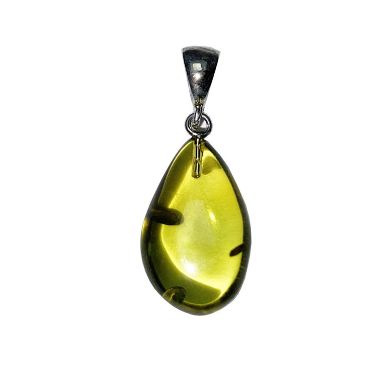 pendentif ambre verte pierre brute