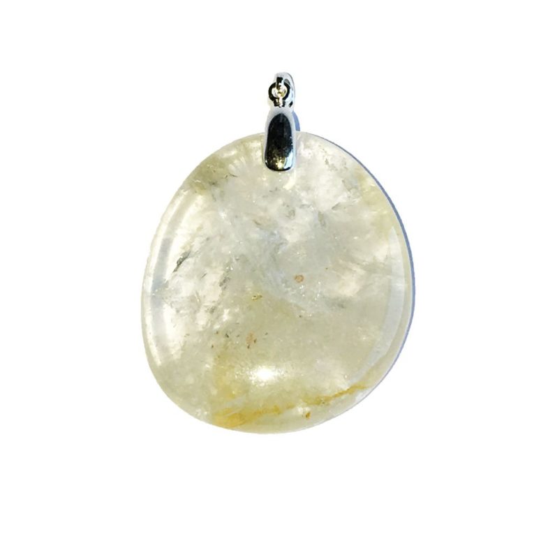 pendentif citrine pierre plate