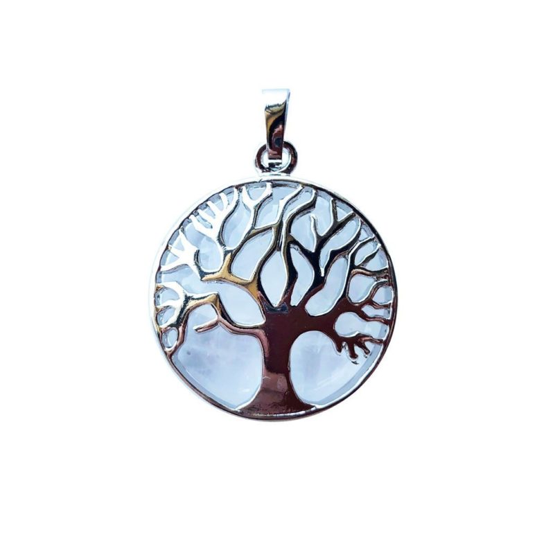 pendentif cristal de roche arbre de vie