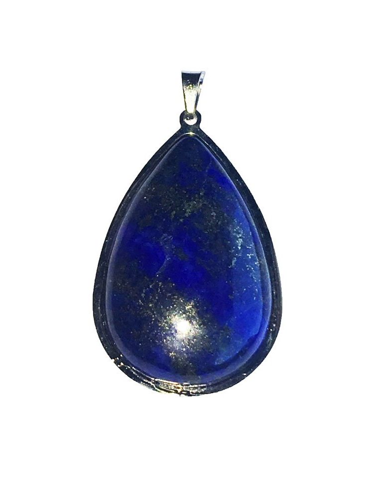 pendentif lapis lazuli goutte monté acier