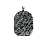 pendentif obsidienne flocon de neige pierre plate