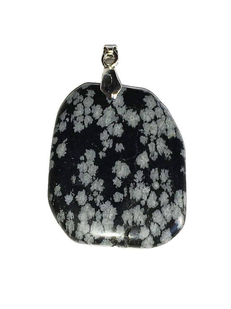 pendentif obsidienne flocon de neige pierre plate