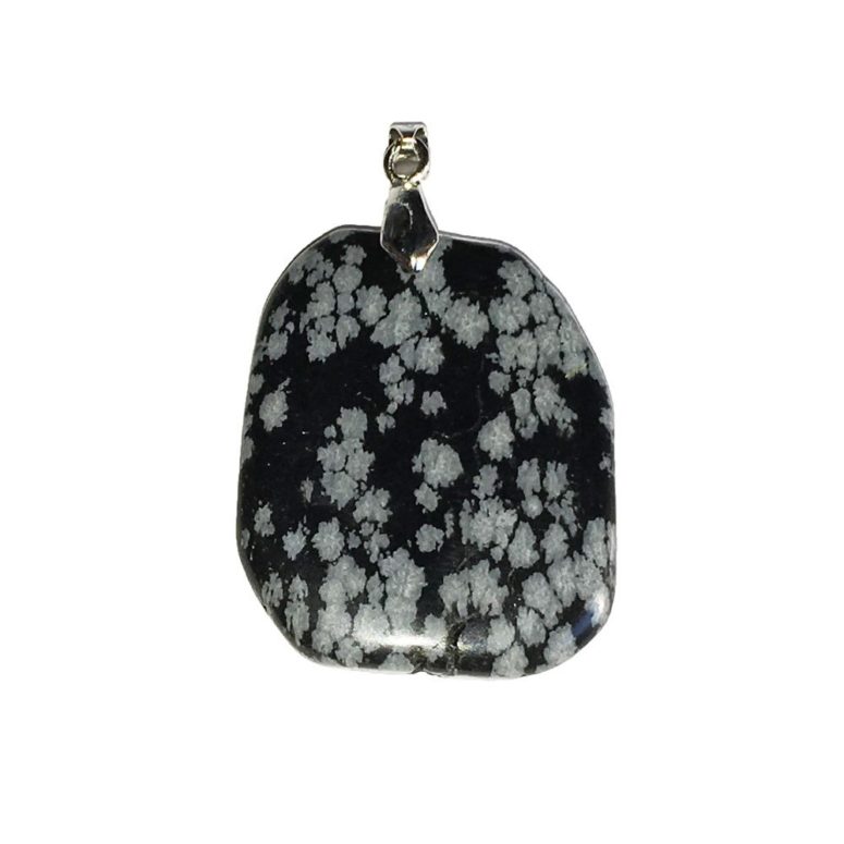 pendentif obsidienne flocon de neige pierre plate