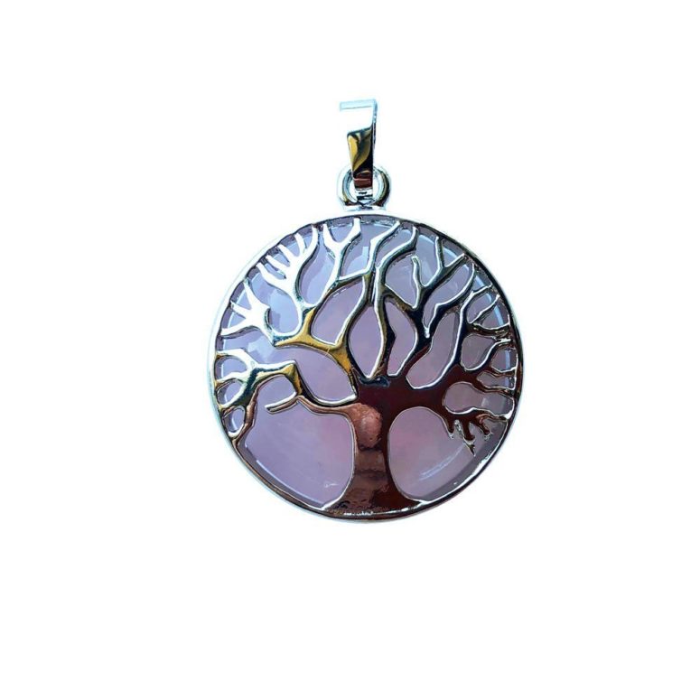 pendentif quartz rose arbre de vie