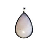 pendentif quartz rose goutte monté acier