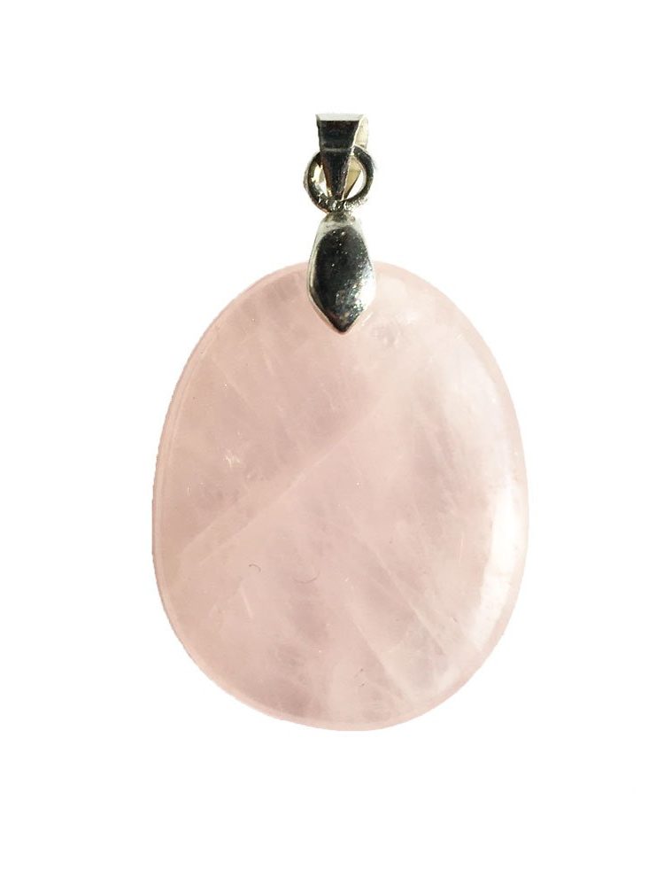 pendentif quartz rose pierre plate