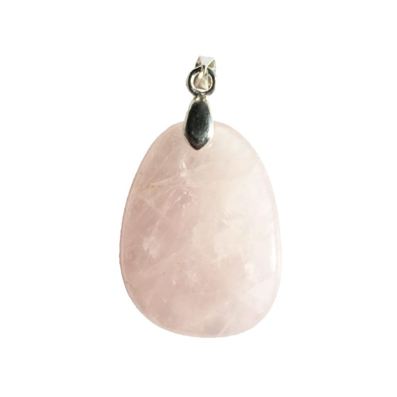 pendentif quartz rose pierre plate