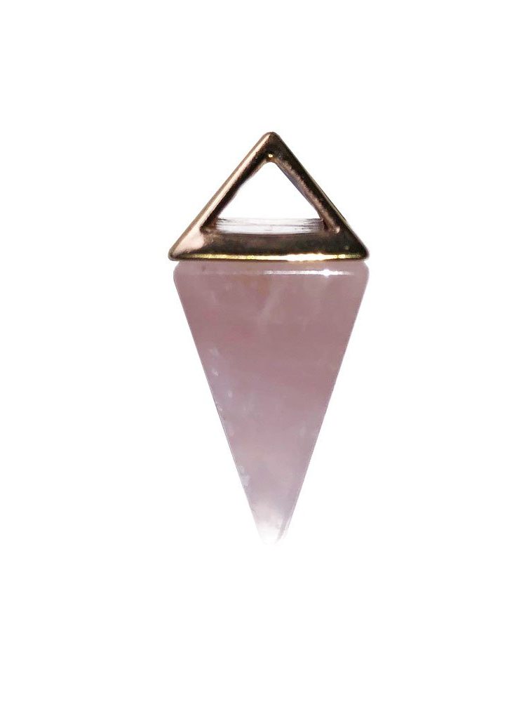 pendentif quartz rose pyramide or