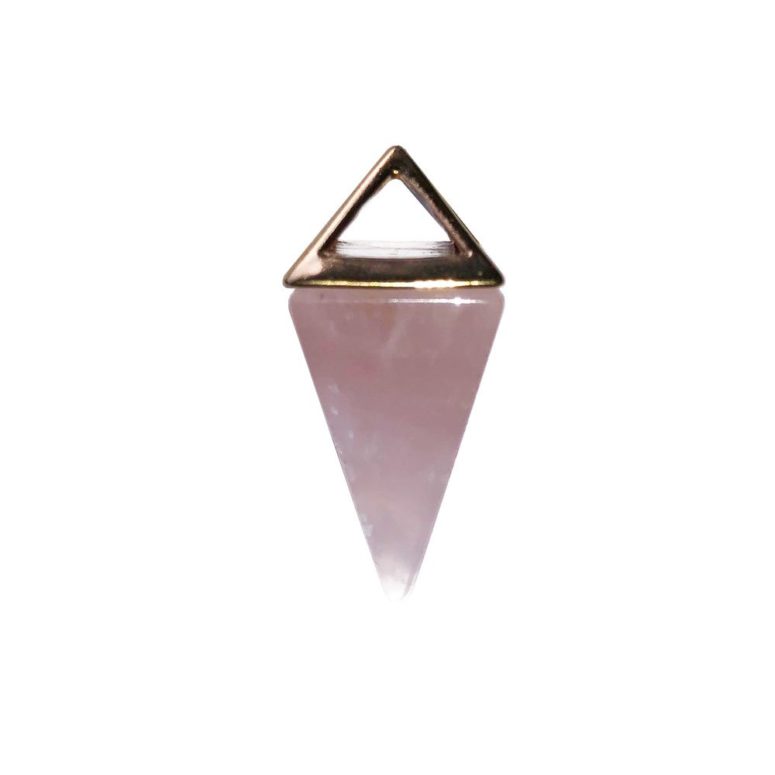 pendentif quartz rose pyramide or