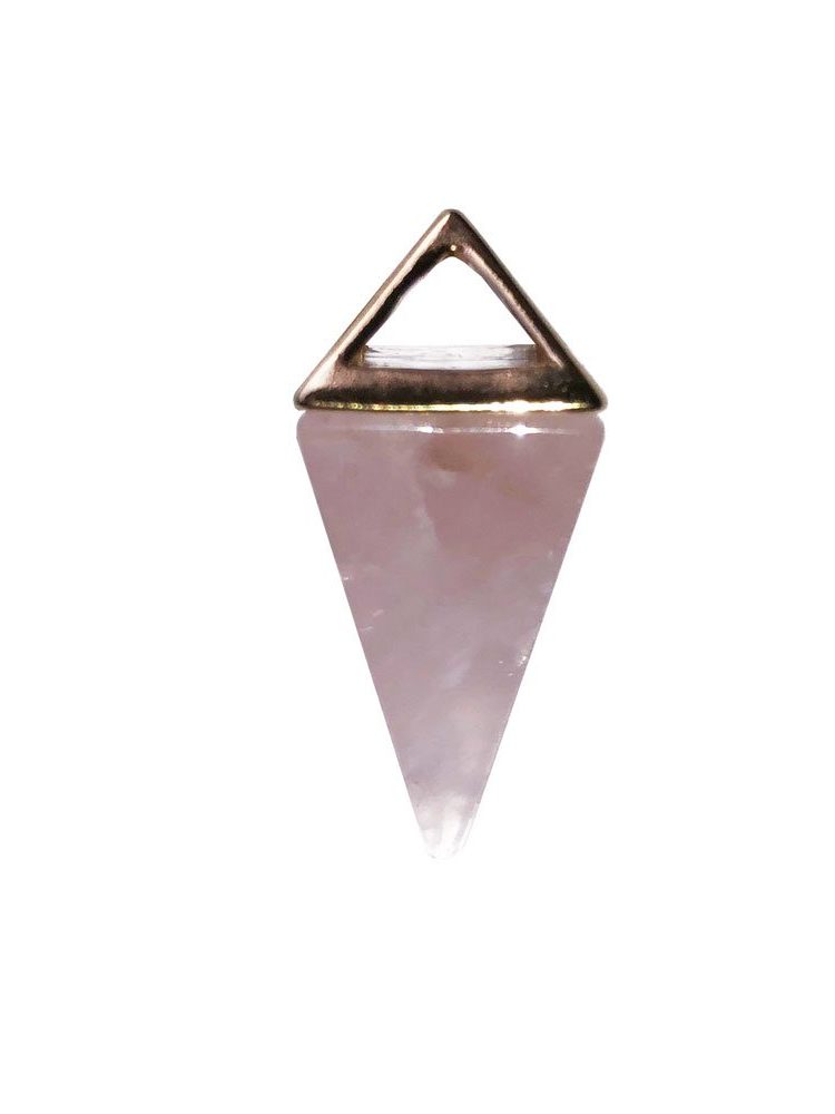 pendentif quartz rose pyramide or