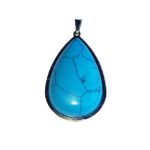 pendentif turquoise goutte monté acier