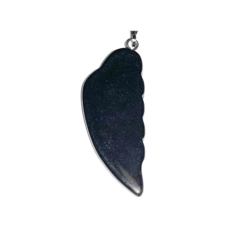 pendentif agate noire aile d'ange