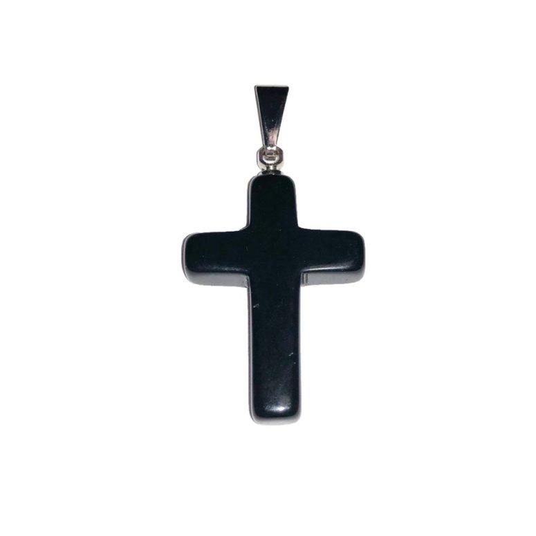 pendentif agate noire croix