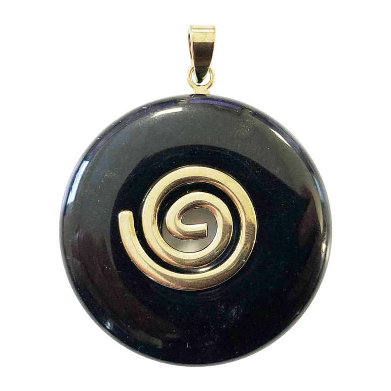 pendentif agate noire pi chinois