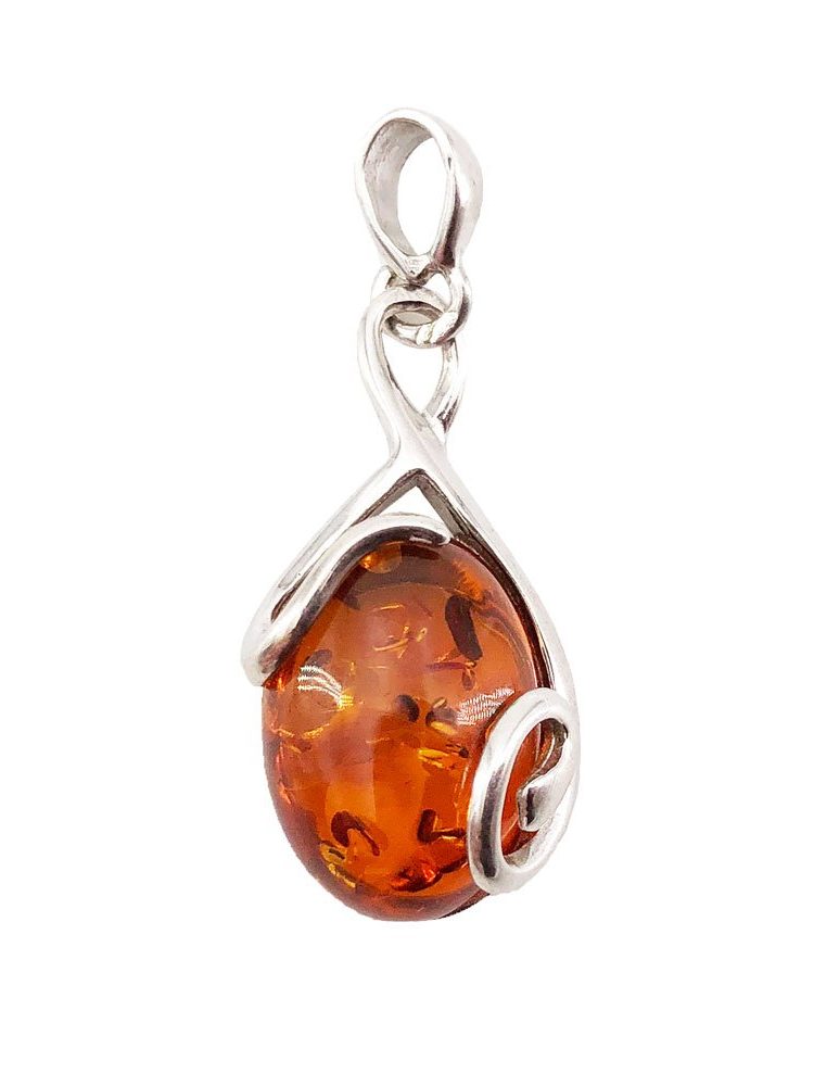 pendentif ambre argent rhodié