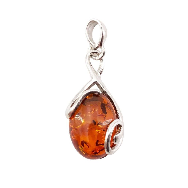 pendentif ambre argent rhodié