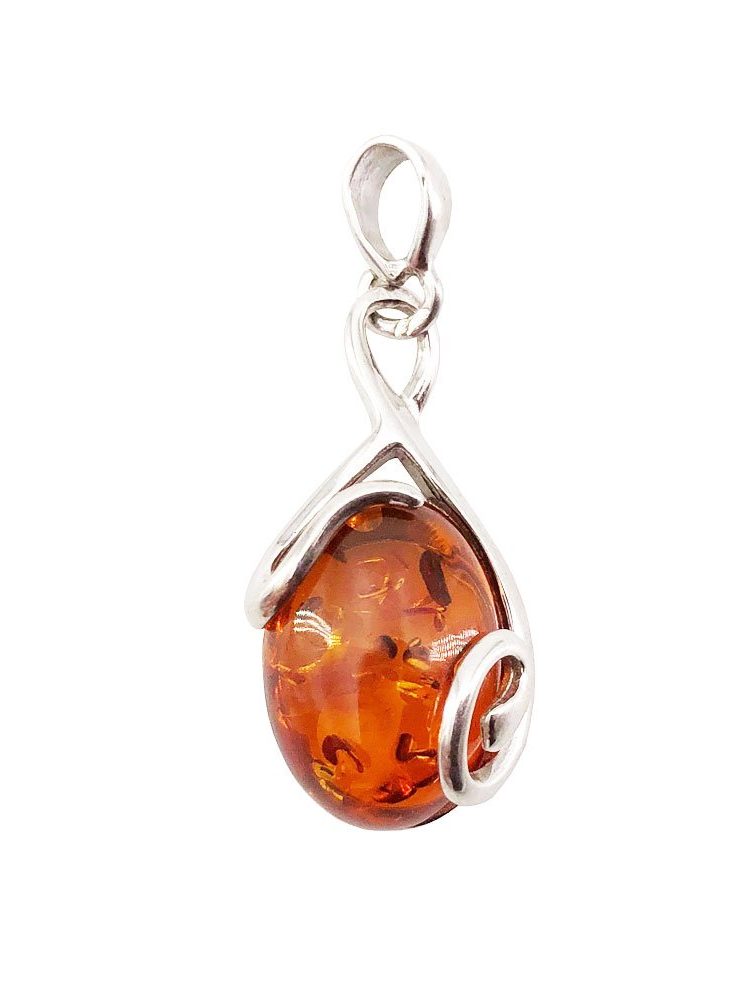 pendentif ambre argent rhodié