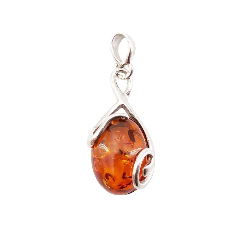 pendentif ambre argent rhodié