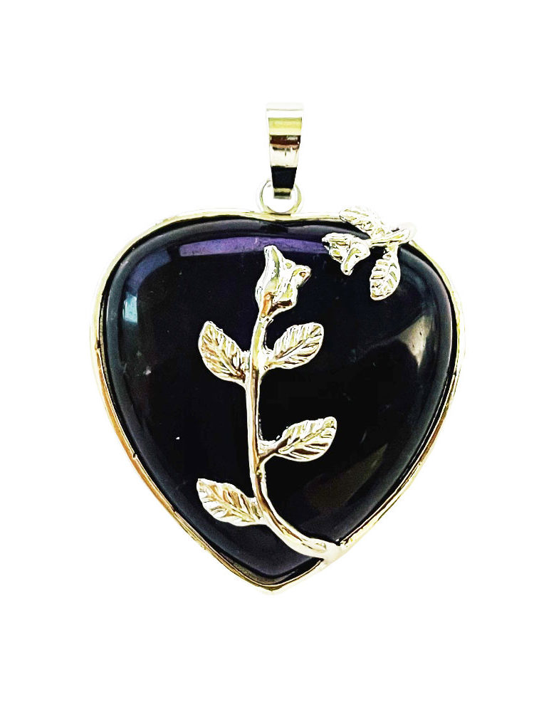 Pendentif Améthyste Coeur fleuri