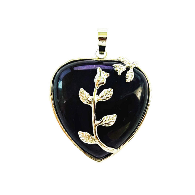 Pendentif Améthyste Coeur fleuri