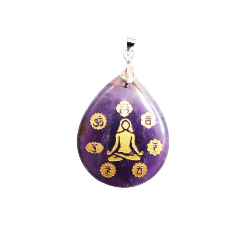 pendentif améthyste yoga è chakras