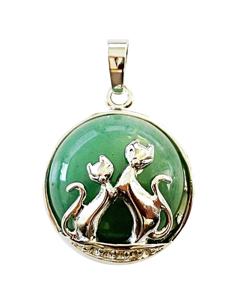 pendentif aventurine verte chat