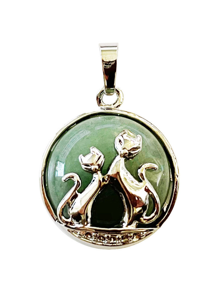 pendentif aventurine verte chat