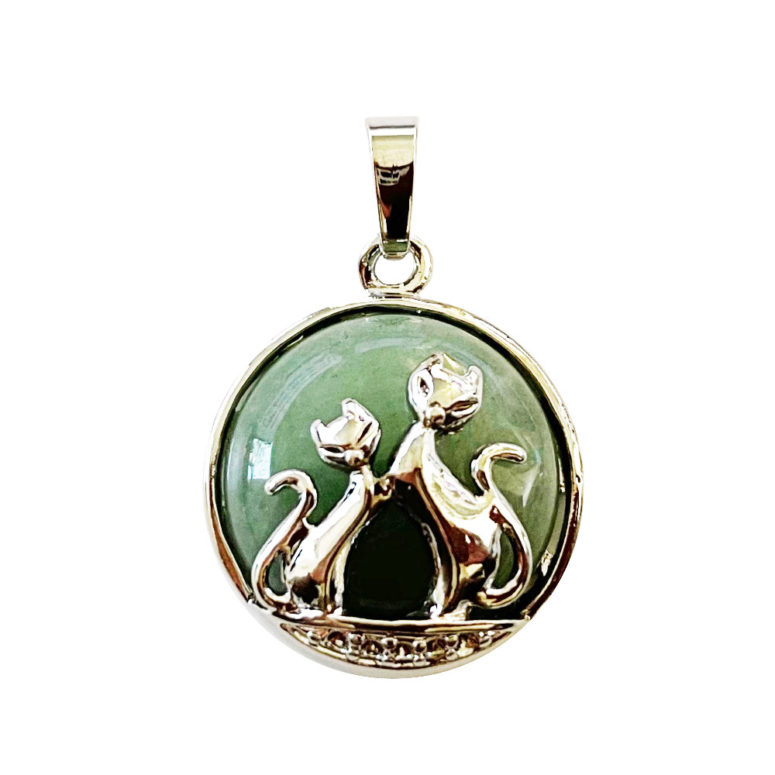 pendentif aventurine verte chat