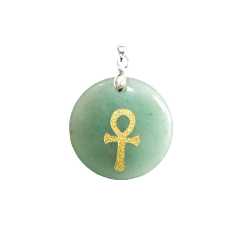 pendentif aventurine verte croix égyptienne