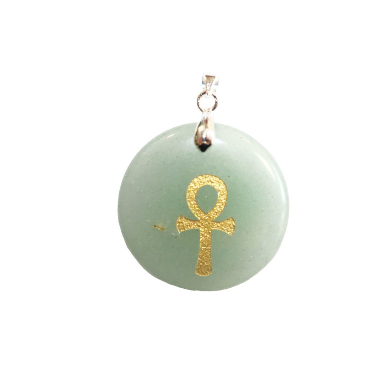 pendentif aventurine verte croix égyptienne