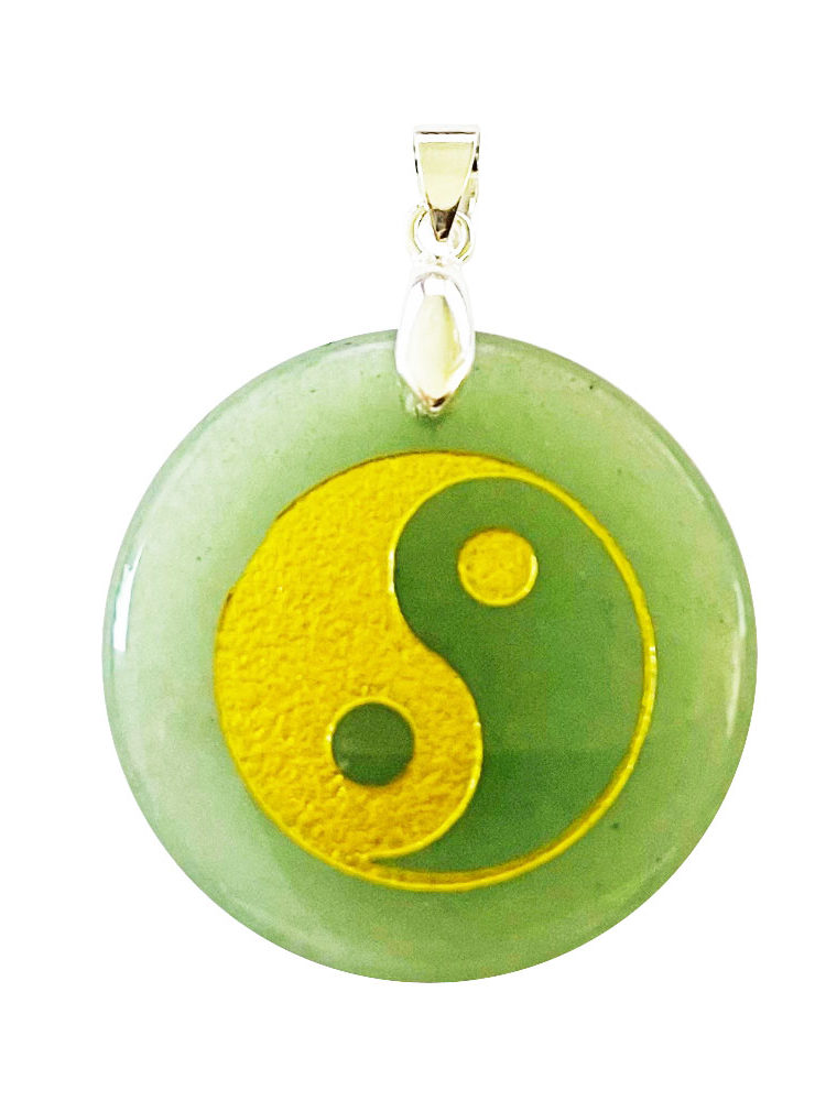 Pendentif Aventurine verte Taoïste Yin-Yang