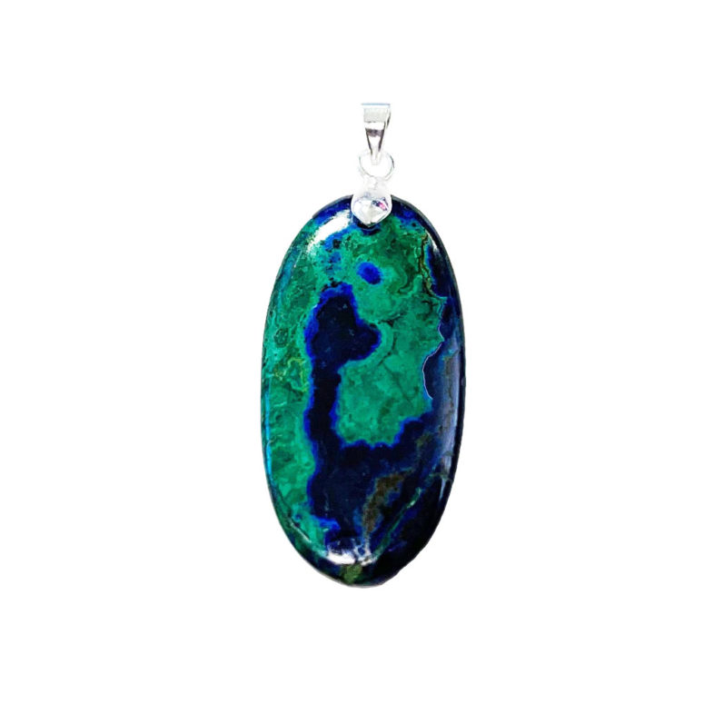 pendentif azurite pierre plate