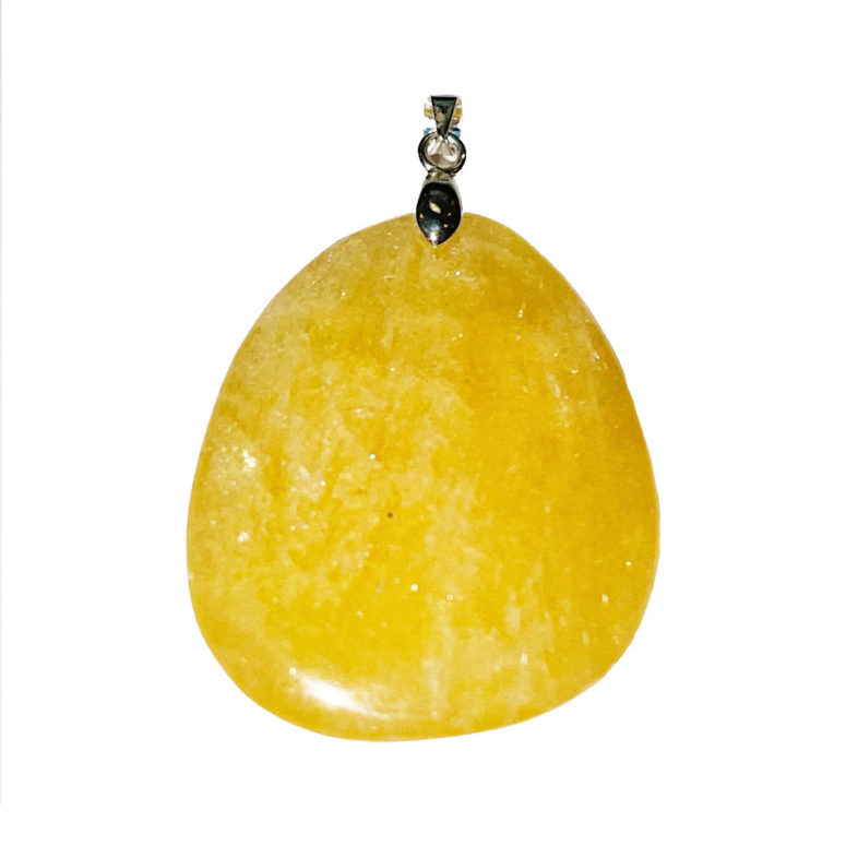 pendentif calcite orange pierre plate