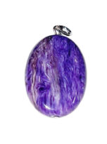 pendentif charoite pierre plate