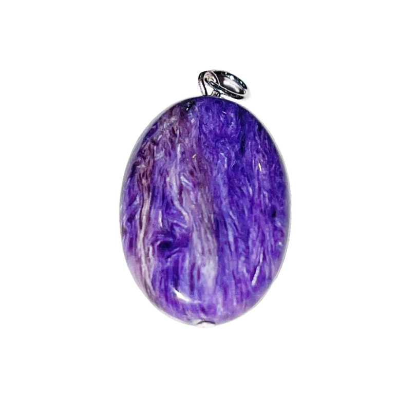 pendentif charoite pierre plate