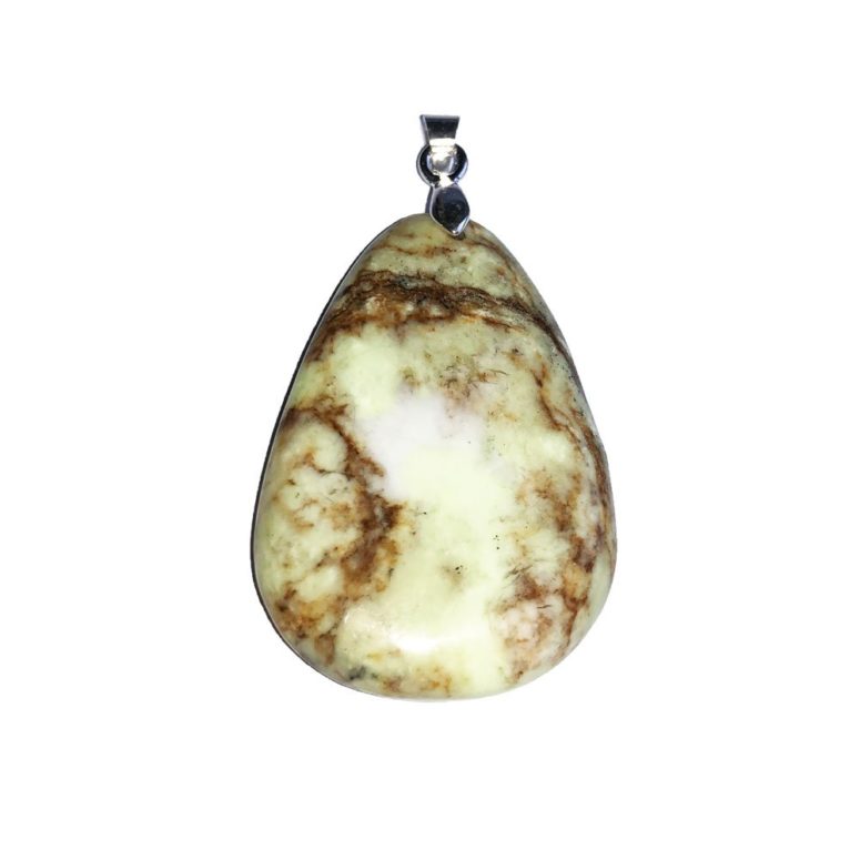 pendentif chrysoprase citron pierre plate