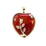 Pendentif Cornaline Coeur fleuri