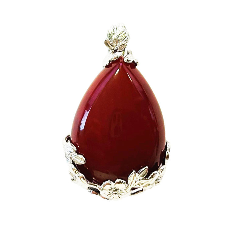 Pendentif Cornaline Goutte fleurie