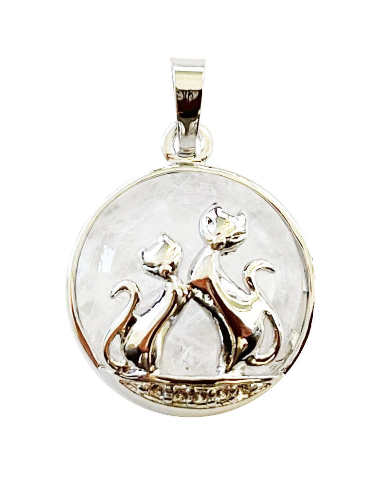 pendentif cristal de roche chat