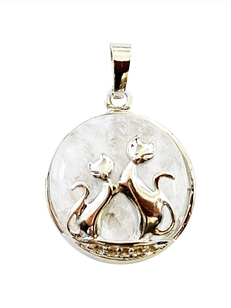 pendentif cristal de roche chat