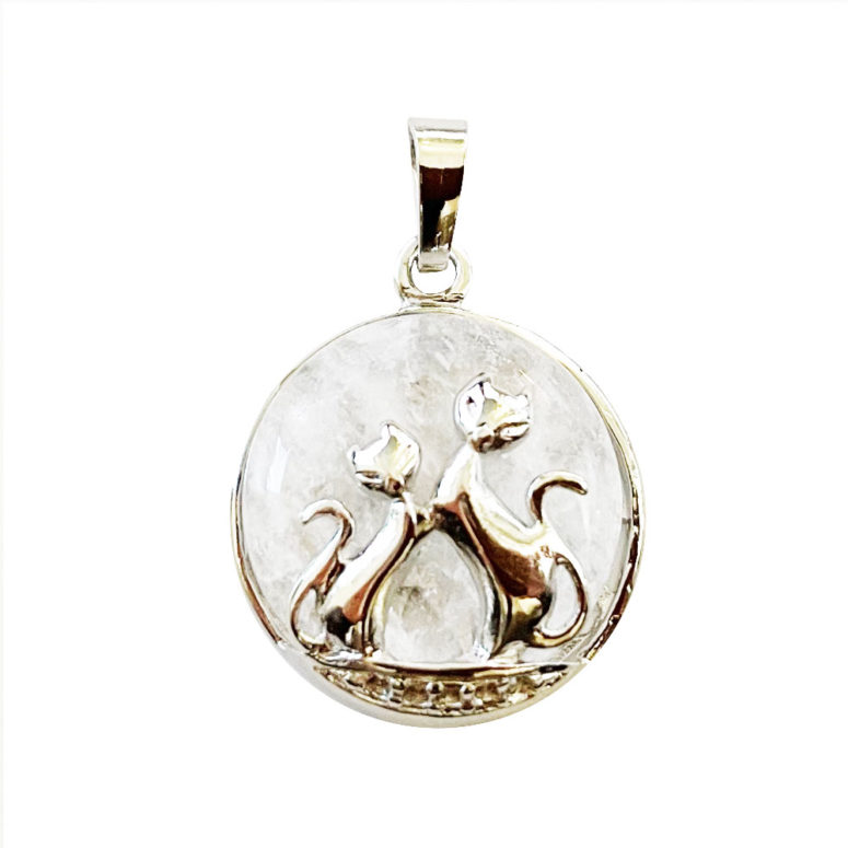 pendentif cristal de roche chat